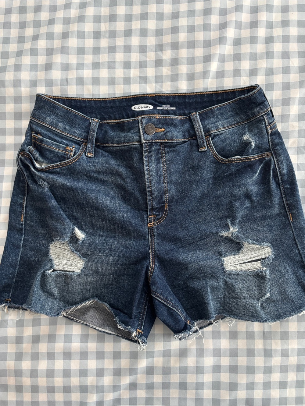 Old Navy Dark Blue Distressed Frayed Hem Denim Shorts